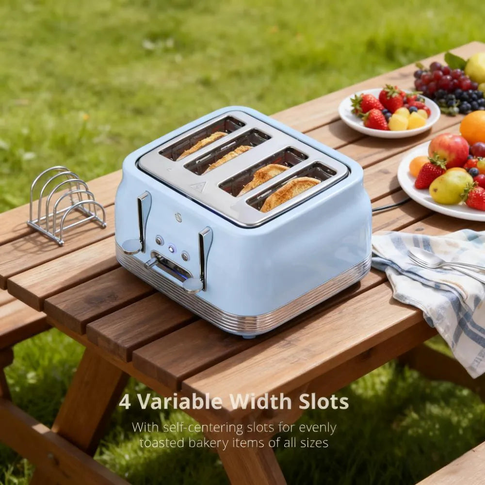 4-Slice Retro Toaster with 7 Browning Levels, Defrost & Reheat