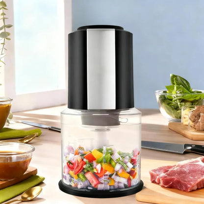 2-in-1 Food Chopper with Dual Blades, 600ml Bowl & Safety Features