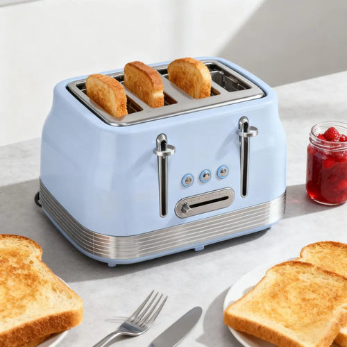 4-Slice Retro Toaster with 7 Browning Levels, Defrost & Reheat