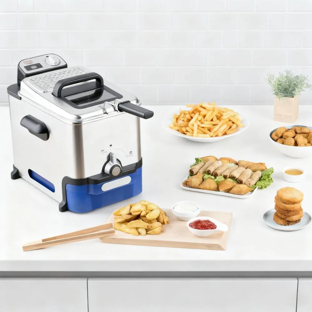 Auto-Filter Fryer: 3.5L, 1.2kg Capacity, Cool Zone & Digital Timer - Easy Oil Clean